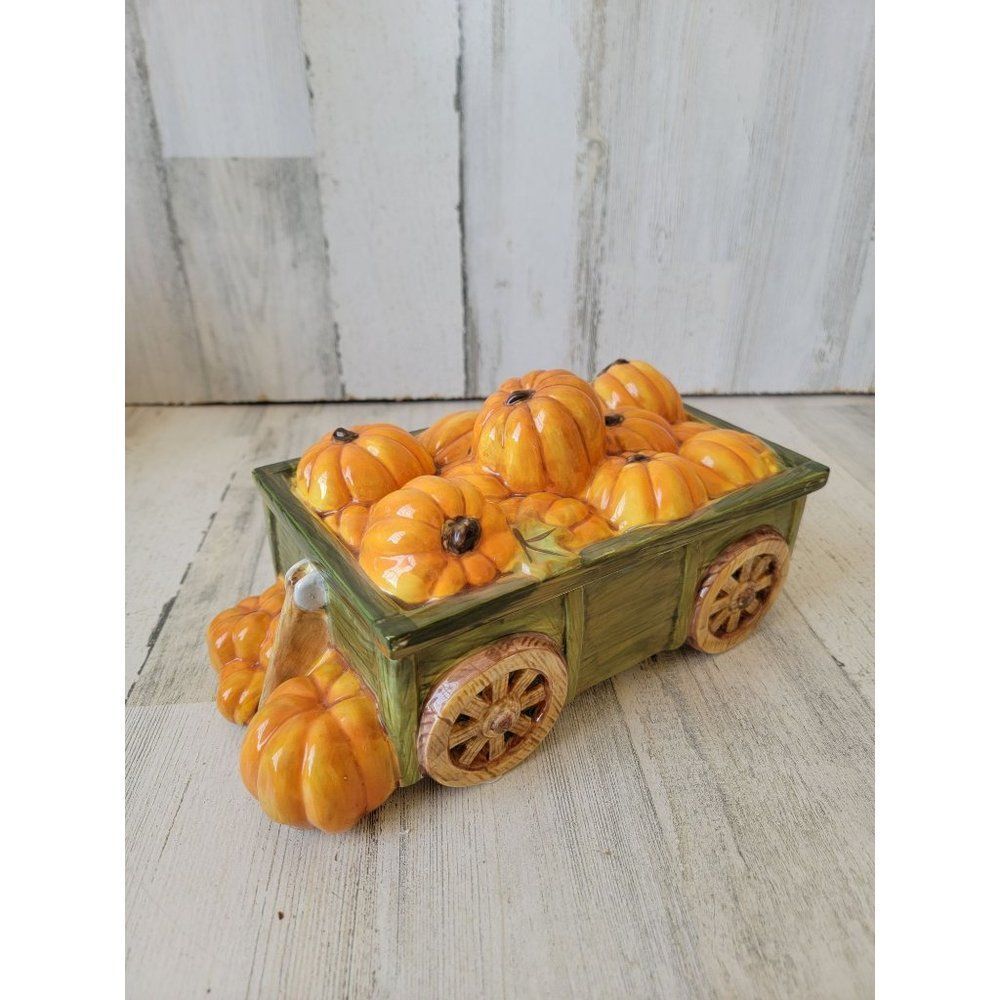 Yankee Candle pumpkin cart‎ tea light holder set decor fall